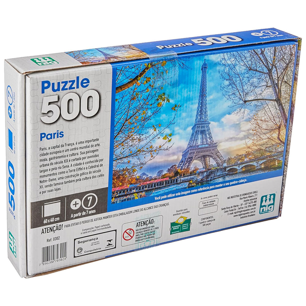 Foto 3 de Quebra cabeça 60x40cm puzzle 500 peças paris nig