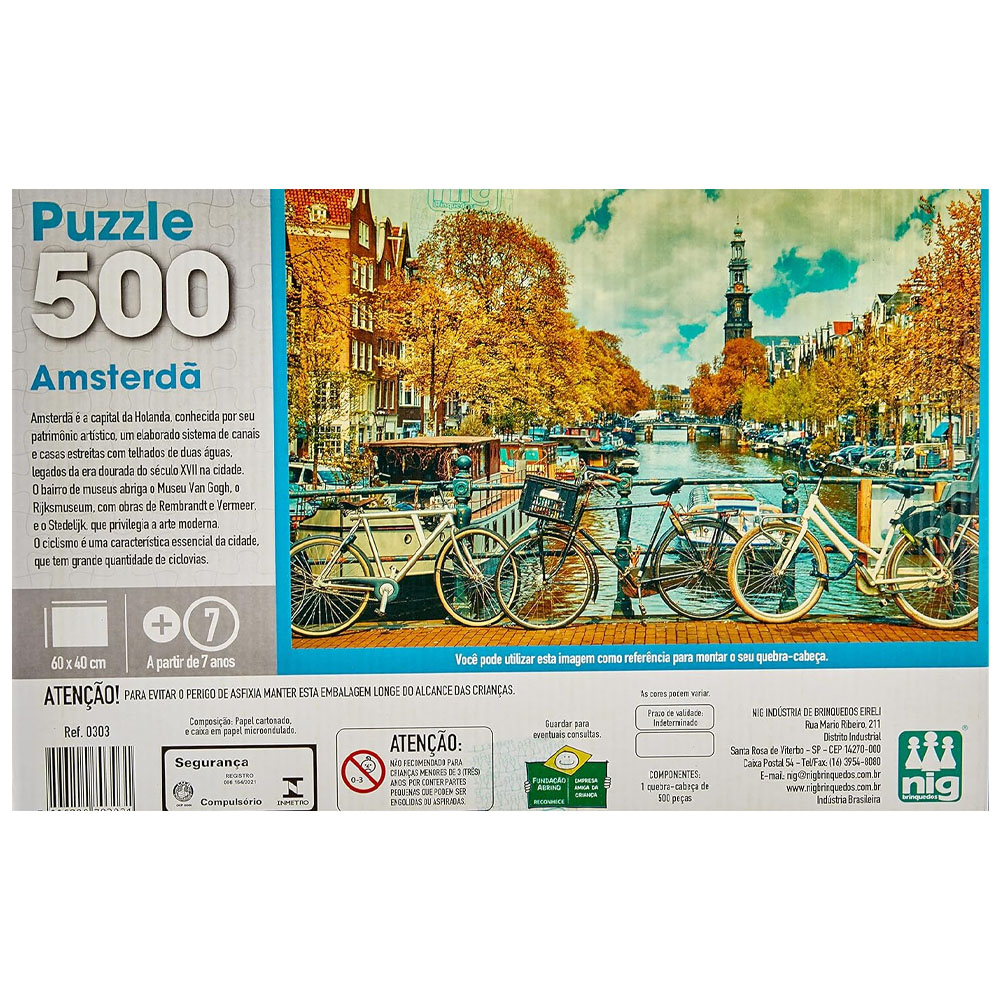 Foto 3 de Quebra cabeça 60x40cm puzzle 500 peças amsterdã nig