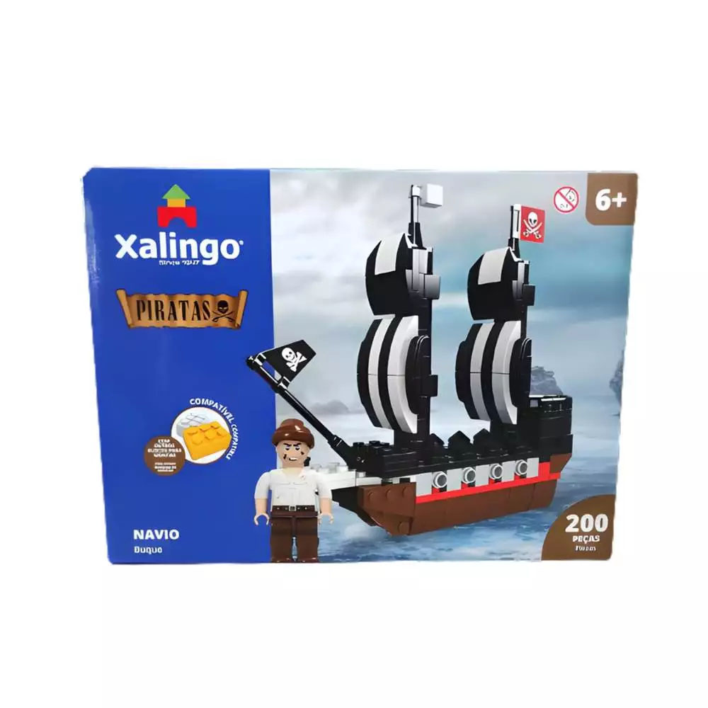 Foto 3 de Blocos de montar piratas navio 200 peças xalingo