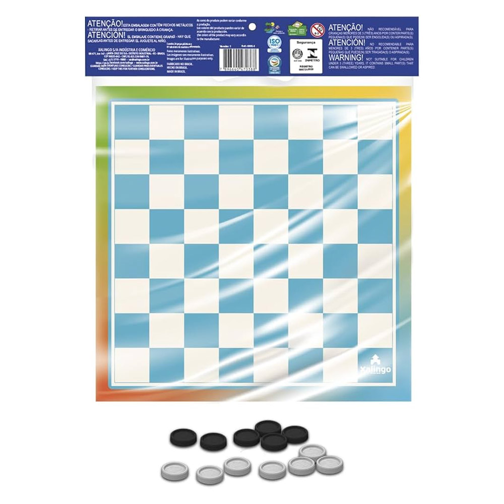 Foto 2 de Jogo de tabuleiro damas e trilha 24 peças xalingo