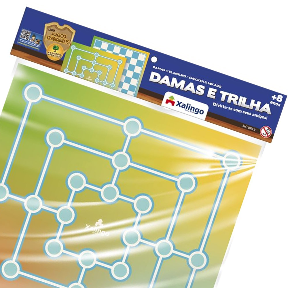 Foto 3 de Jogo de tabuleiro damas e trilha 24 peças xalingo