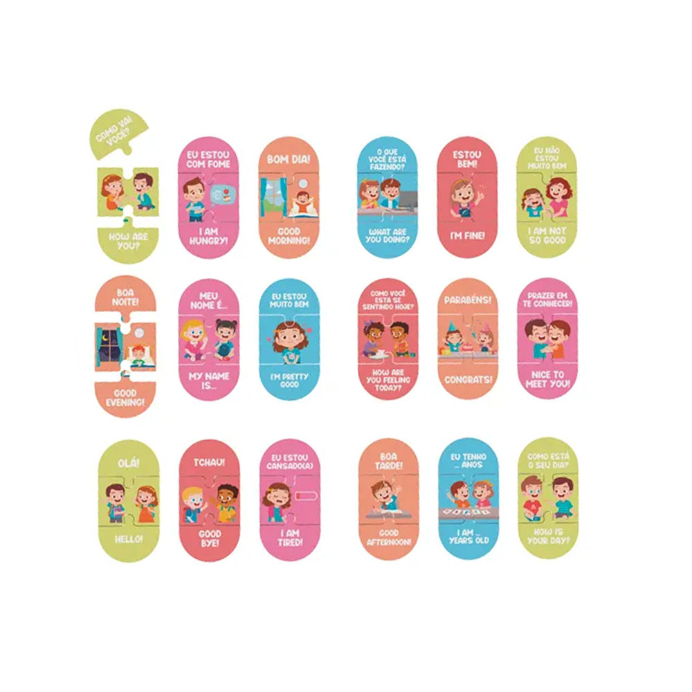 Foto 3 de Quebra cabeça aprendendo ingles cumprimentos 54pçs xalingo