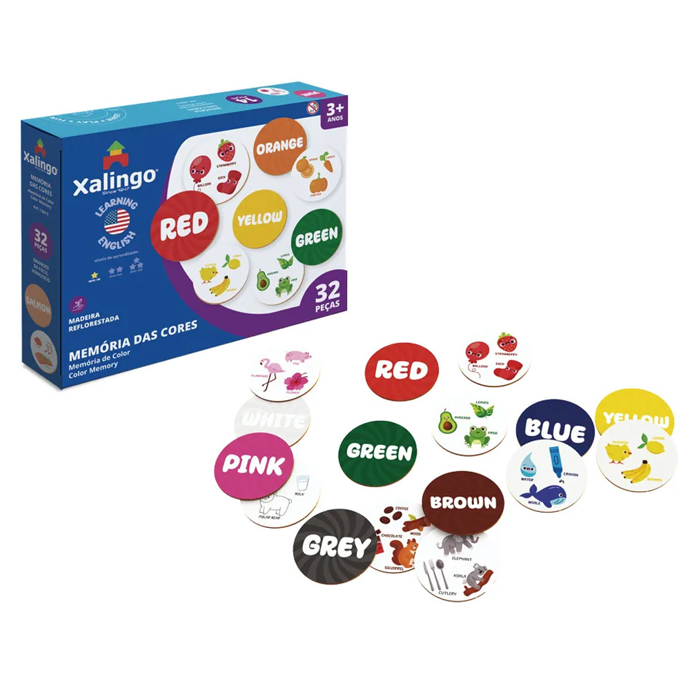 Foto 3 de Jogo da memória das cores aprendendo inglês 32 peças xalingo