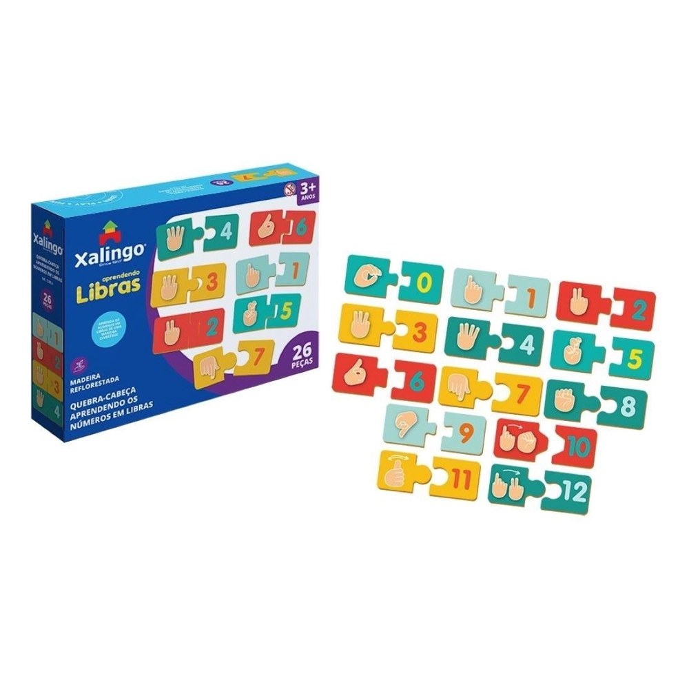 Foto 3 de Quebra cabeça aprendendo número em libras 26 peças xalingo
