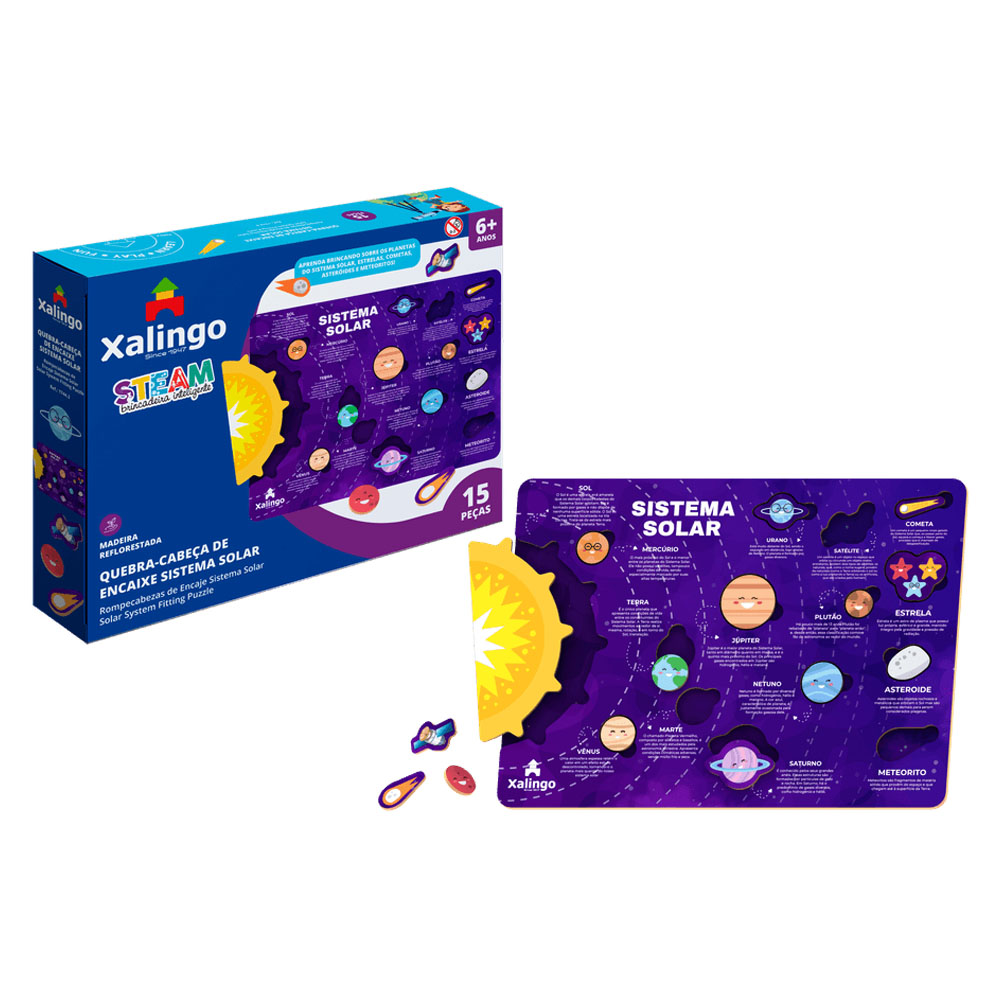 Foto 2 de Quebra cabeça steam educativo encaixe sistema solar xalingo