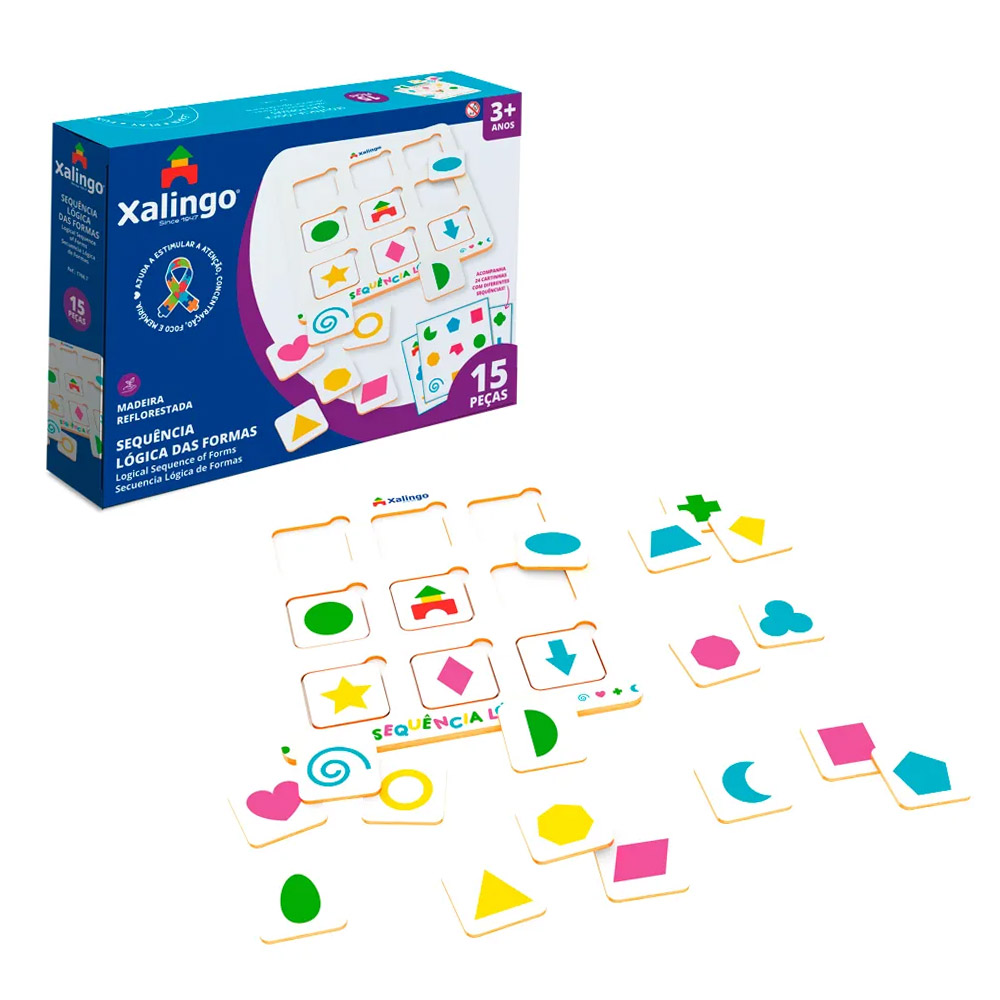 Foto 2 de Sequência lógica das formas 15 peças ajuda tdah xalingo