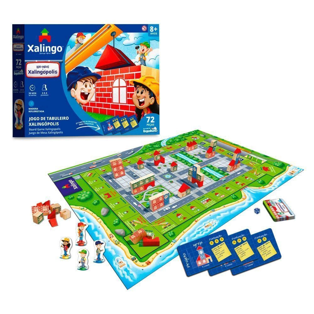 Foto 3 de Jogo de tabuleiro xalingópolis 72 peças xalingo