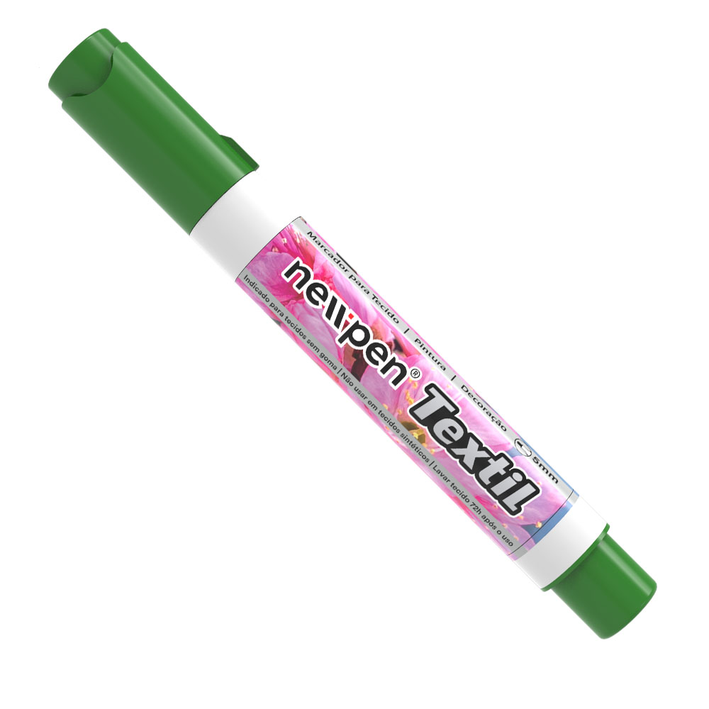 Caneta acrilica tecido verde amazonas newpen