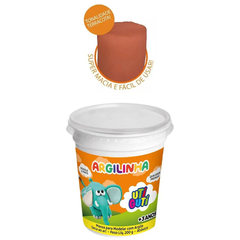 Foto 3 de Massa de modelar argilinha 500g terracota utiguti
