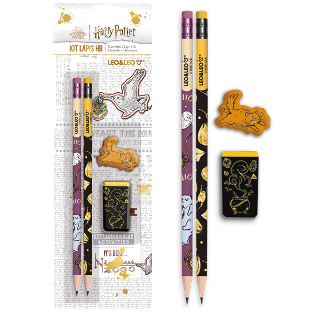 Foto 3 de Kit 2 lápis hb apontador borracha harry potter leo&leo