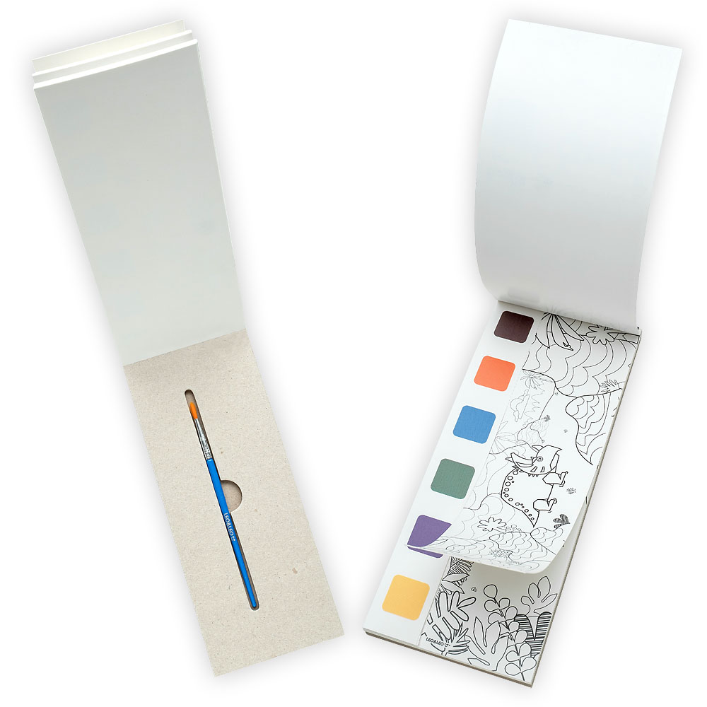 Foto 2 de Bloco p/ colorir c/ aquarela e pincel dinossauro leo&leo