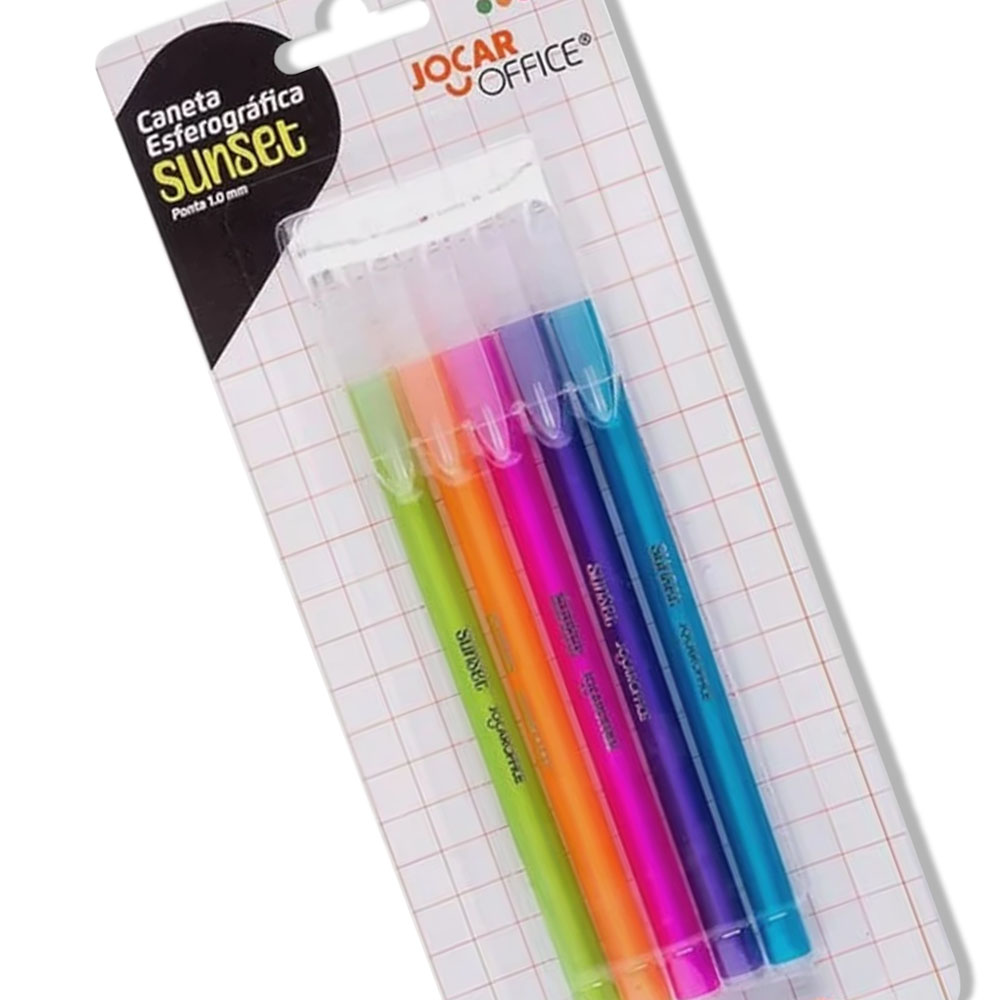 Foto 2 de Caneta esferográfica 1.0mm sunset 5 cores jocaroffice