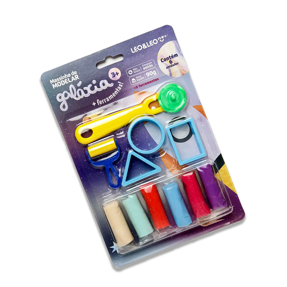 Foto 3 de Massinha de modelar galáxia 6 cores + ferramentas leo&leo