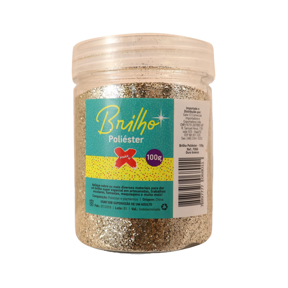 Foto 3 de Glitter brilho poliéster pote 100g ouro branco make+