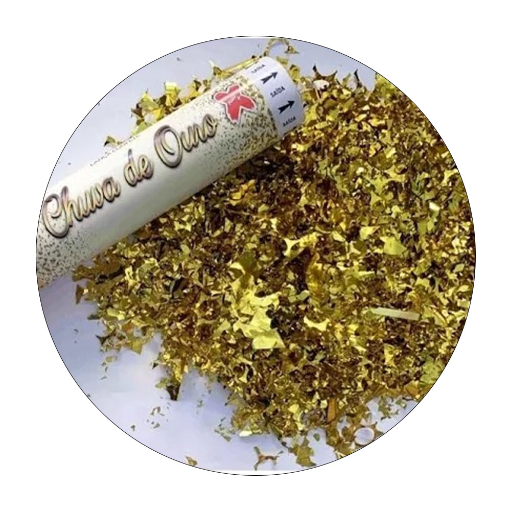 Foto 2 de Lança confete metalizado ouro 30cm festa ouro make+