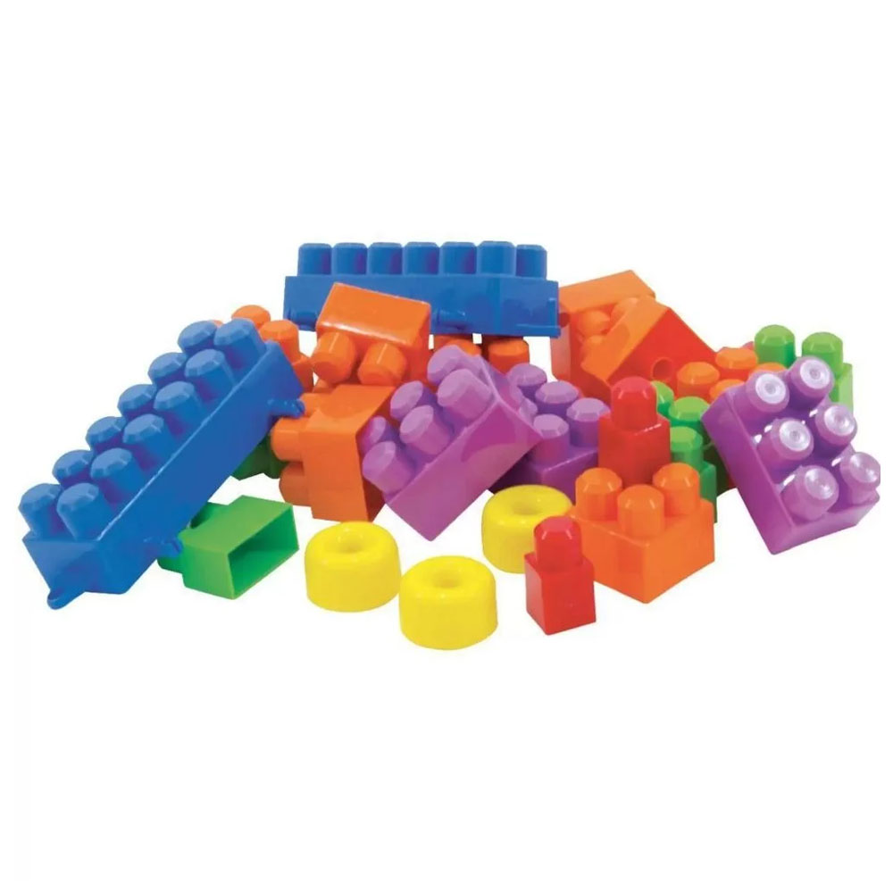 Foto 2 de Brinquedo blocão blocos de montar c/ 60 peças cores sortidas