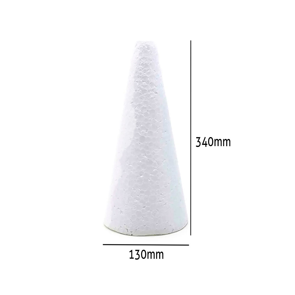 Foto 2 de Cone maciço de isopor 34x 13cm pacote com 2 unidades styrofo