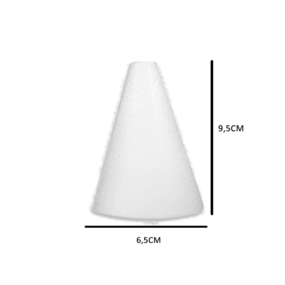 Foto 2 de Cone maciço de isopor 9x6cm pacote com 25 unidades styrofor