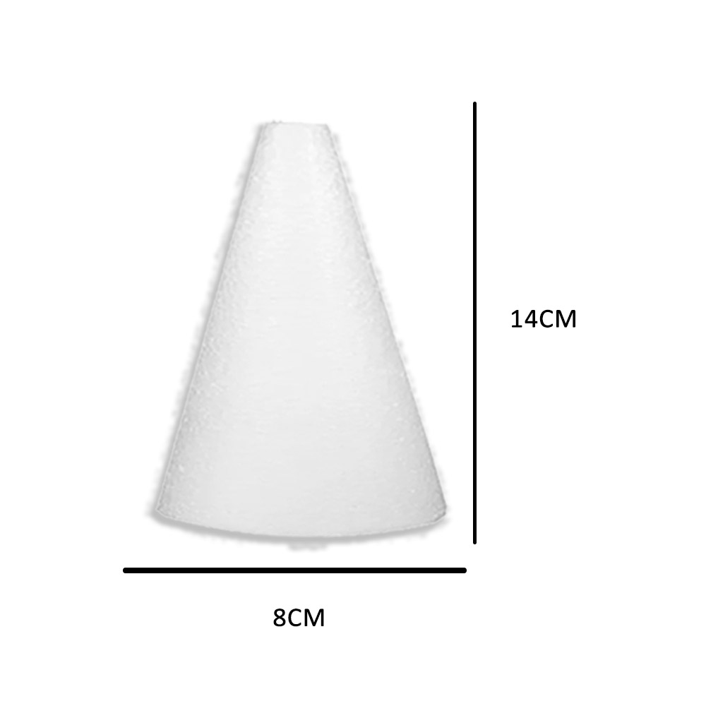 Foto 2 de Cone maciço de isopor 14x 8cm pacote com 10 unidades styrofo