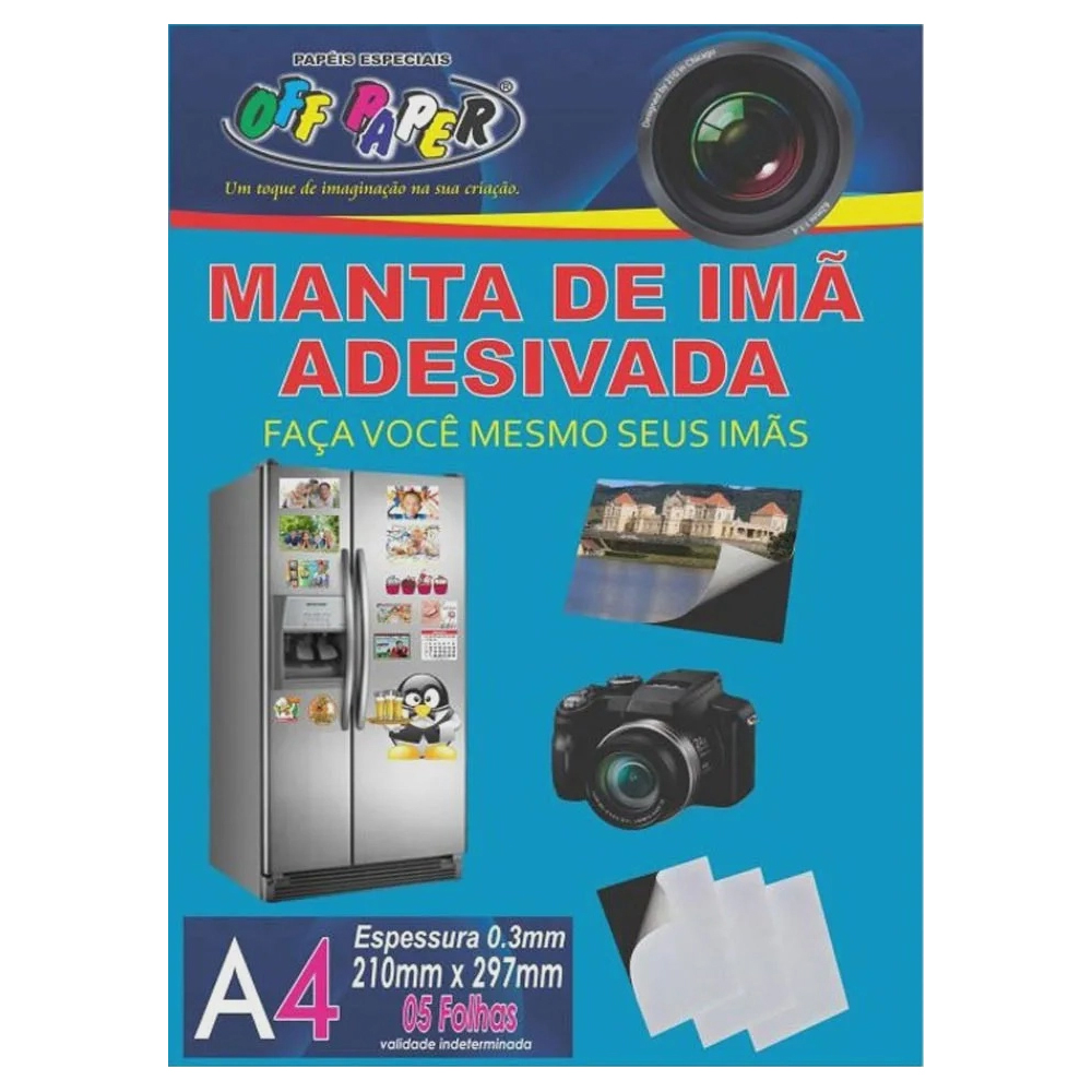 Foto 2 de Folha a4 manta imã adesivada 210x297mm 0.3mm off paper