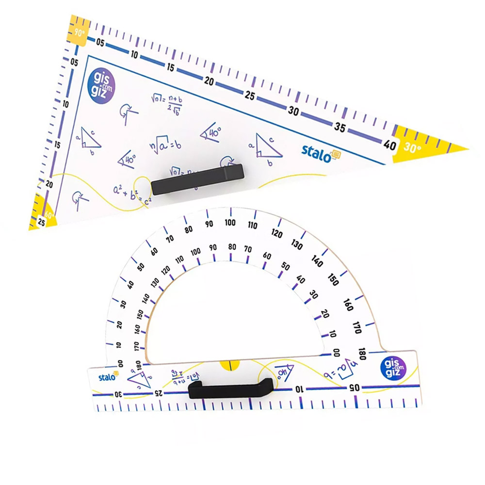 Foto 2 de Kit instrumentos geométricos 4uni escolar gis com giz stalo