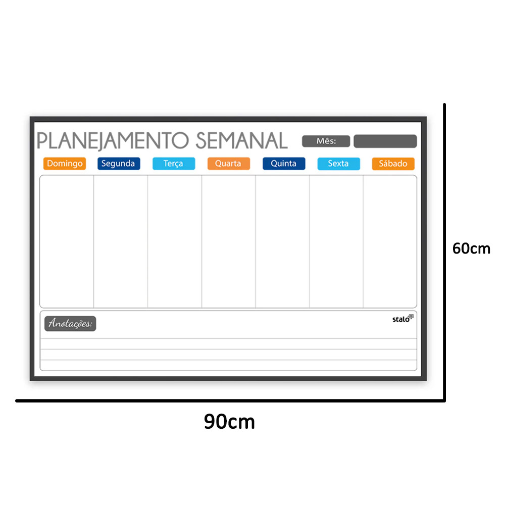 Foto 2 de Planner semanal light mdf preto fit 90x60cm stalo