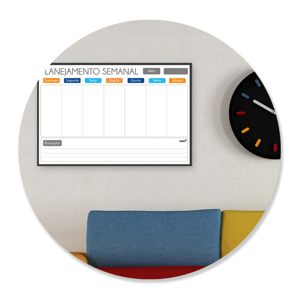 Foto 3 de Planner semanal light mdf preto fit 90x60cm stalo