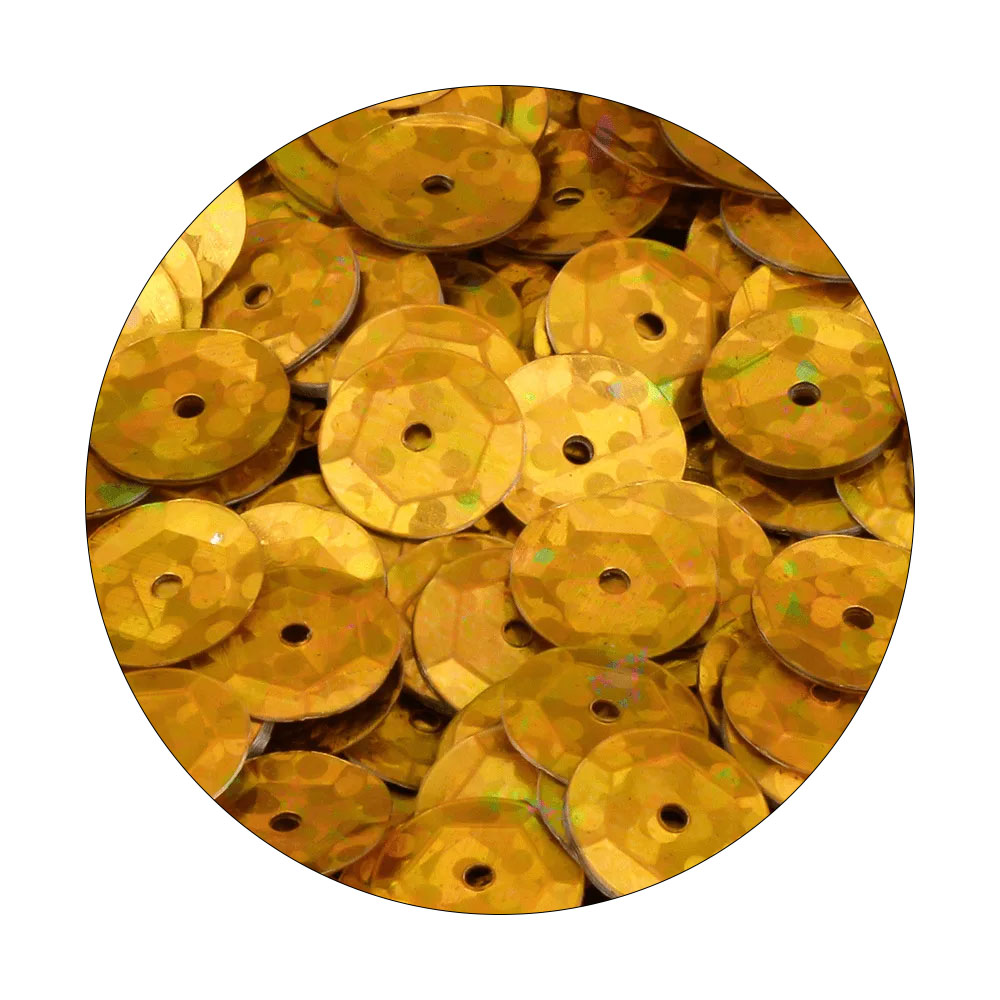 Foto 3 de Lantejoula 8mm holográfica ouro 150 1000 unidades iantecor