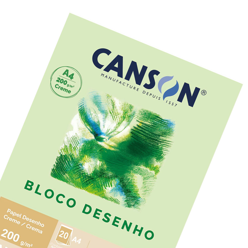 Foto 2 de Bloco papel desenho a4 200g 210x297mm 20 fls creme canson