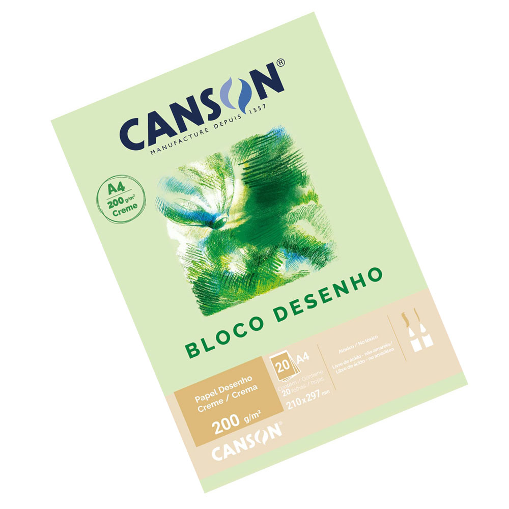 Foto 3 de Bloco papel desenho a4 200g 210x297mm 20 fls creme canson