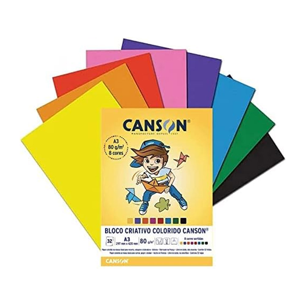 Foto 2 de Bloco criativo a3 297x420mm 80g 32fl 8 cores canson