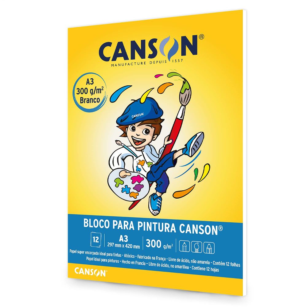 Foto 3 de Bloco pintura a3 12 folhas 300g 29,7x42cm branco canson