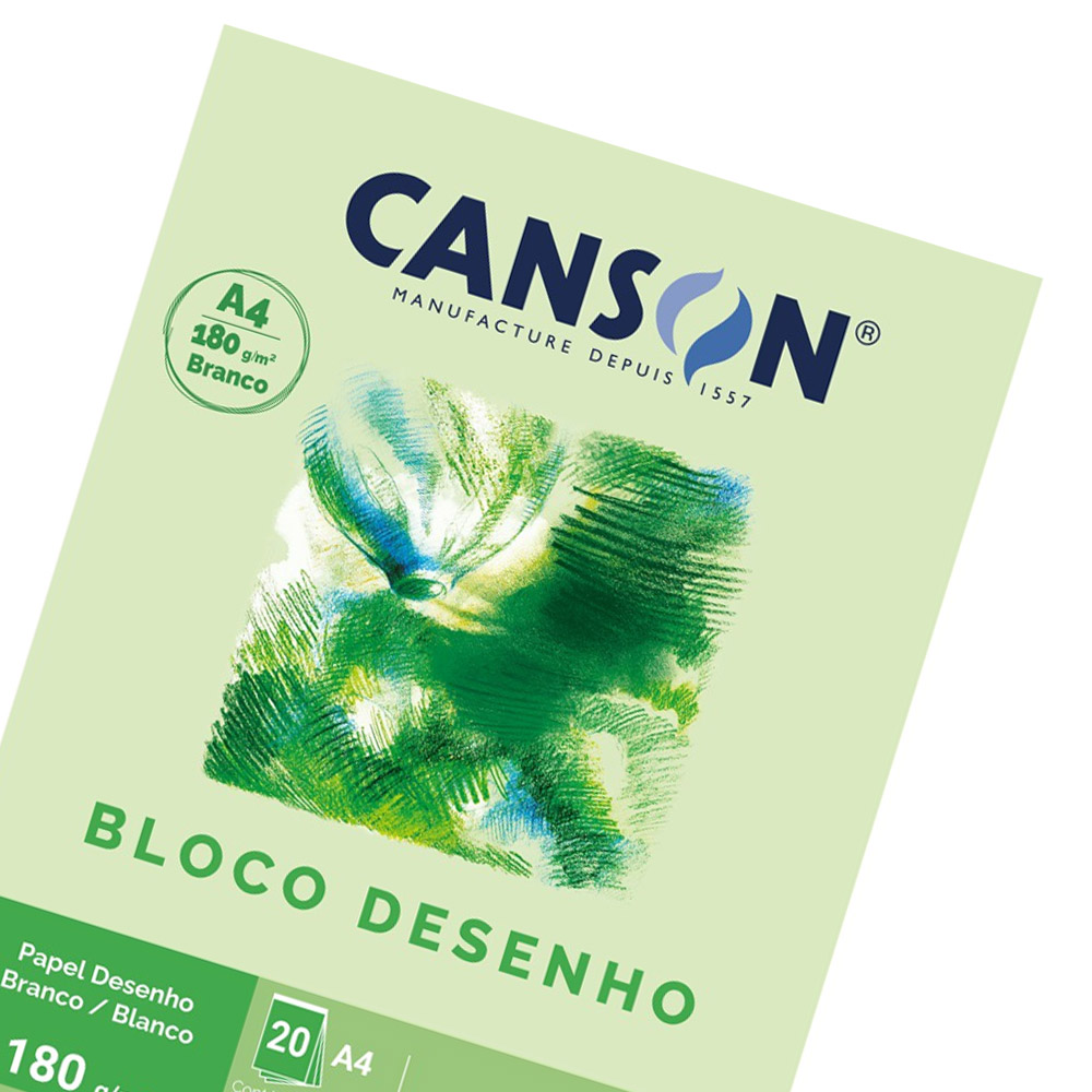 Foto 2 de Bloco desenho a4 180g 210x297 20 fls branco canson