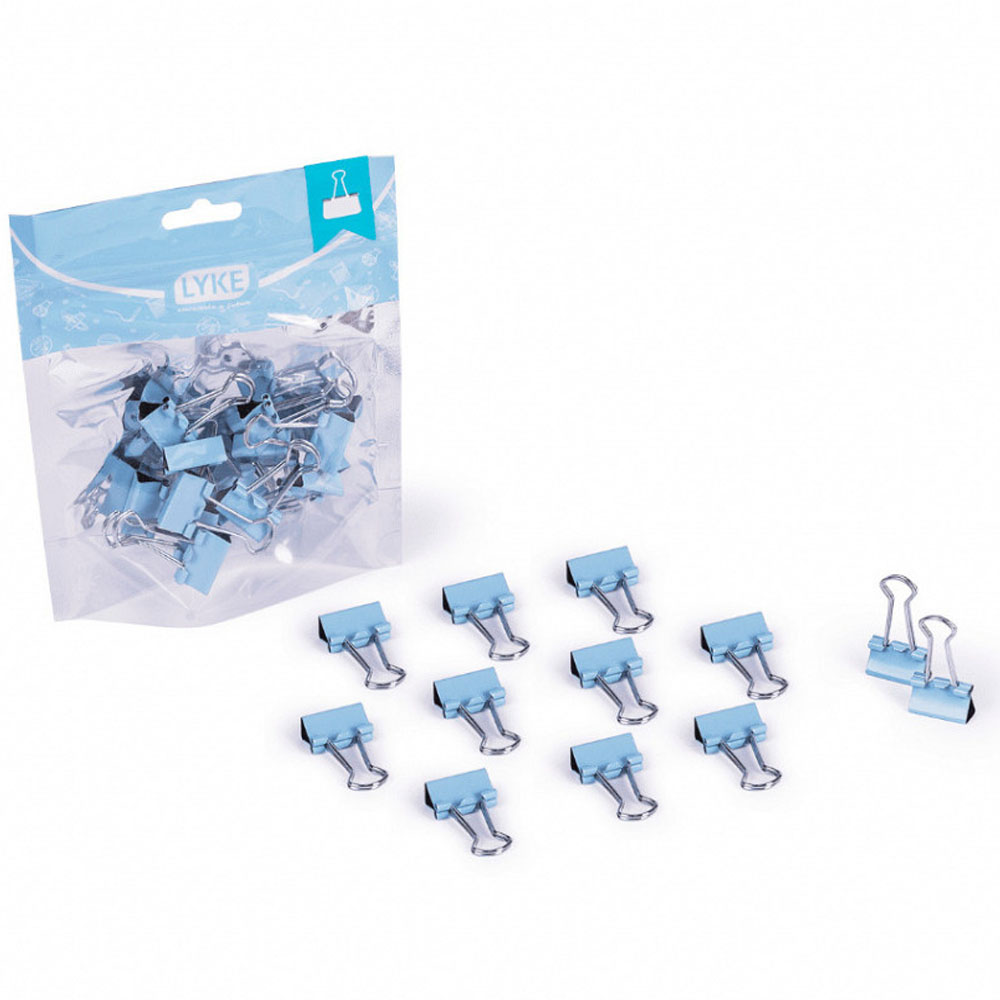 Foto 2 de Prendedor de papel binder clips 19mm azul pastel 12und lyke