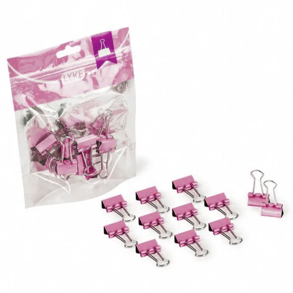 Foto 2 de Prendedor de papel binder clips 19mm rosa pastel 12und lyke