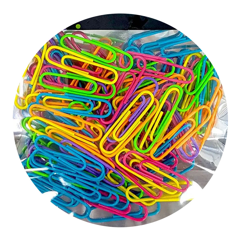 Foto 3 de Clips de papel 33mm cores neon 100 unidades lyke
