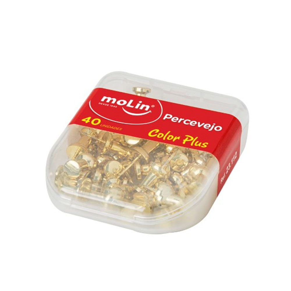 Foto 3 de Percevejo color plus 40 unidades ouro dourado molin
