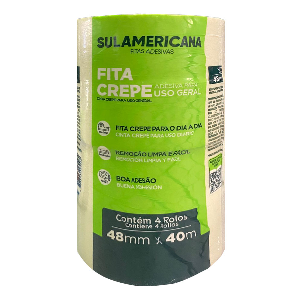 Foto 3 de Fita crepe branca 48mmx40mt c/ 4und adelbras