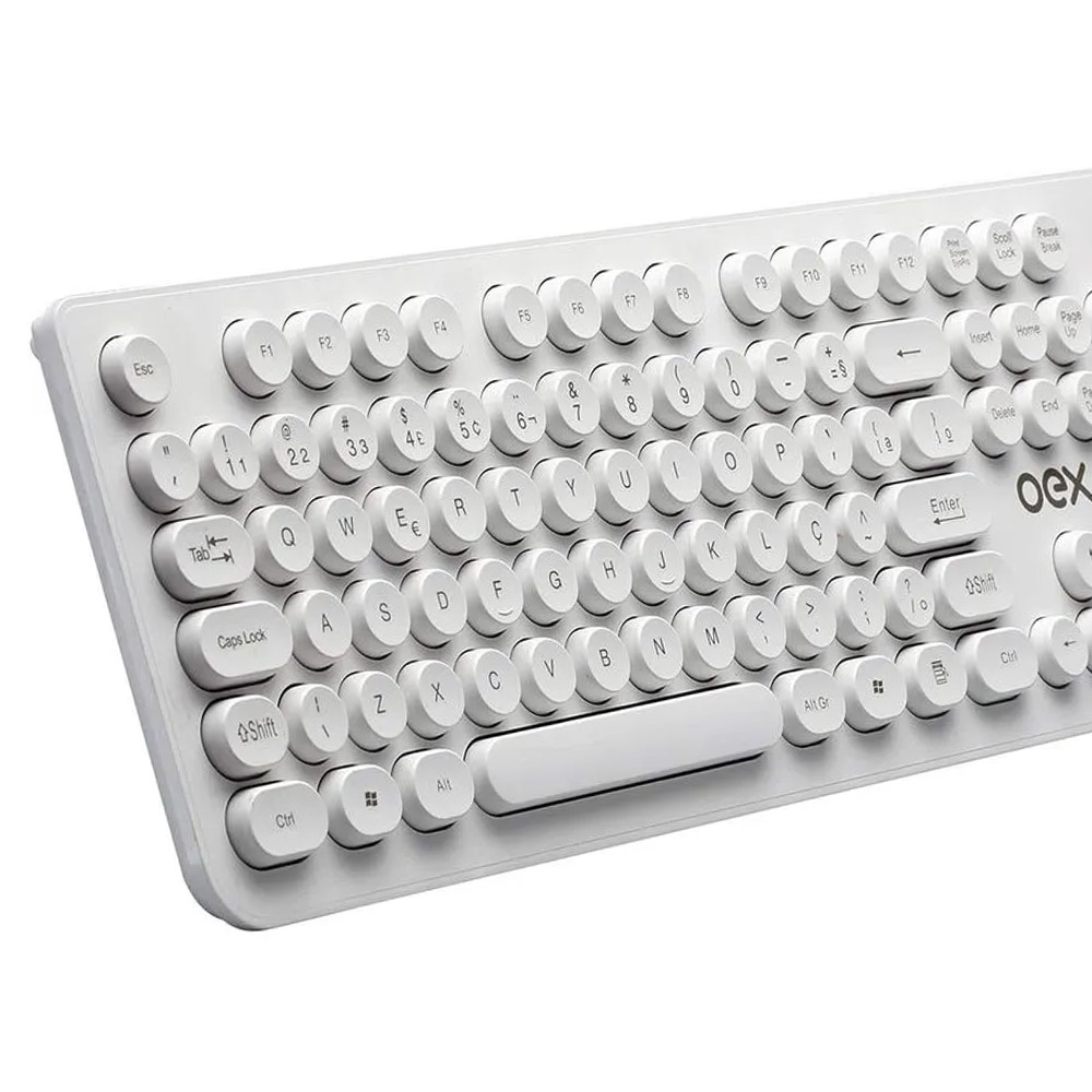 Foto 2 de Teclado pop com fio slim tc 400 branco abnt2 oex