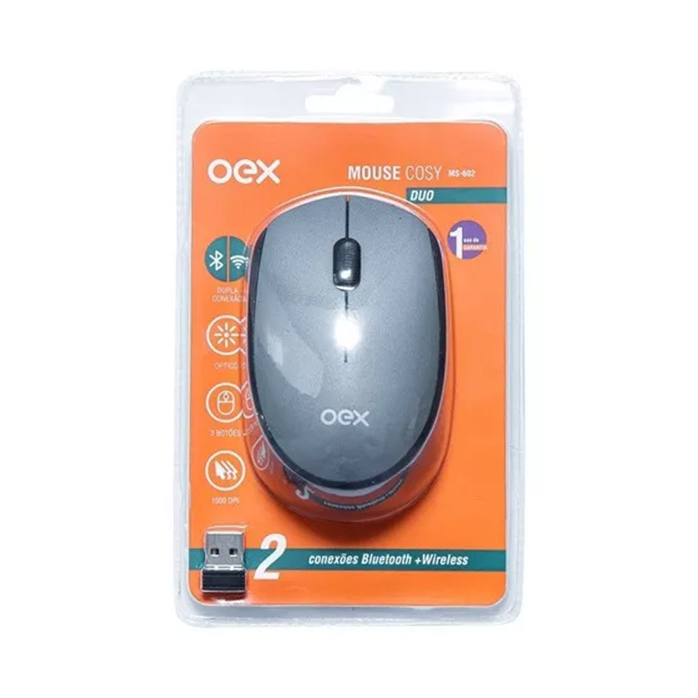 Foto 3 de Mouse bluetooth cosy ms 602 duo cinza 1000dpi oex