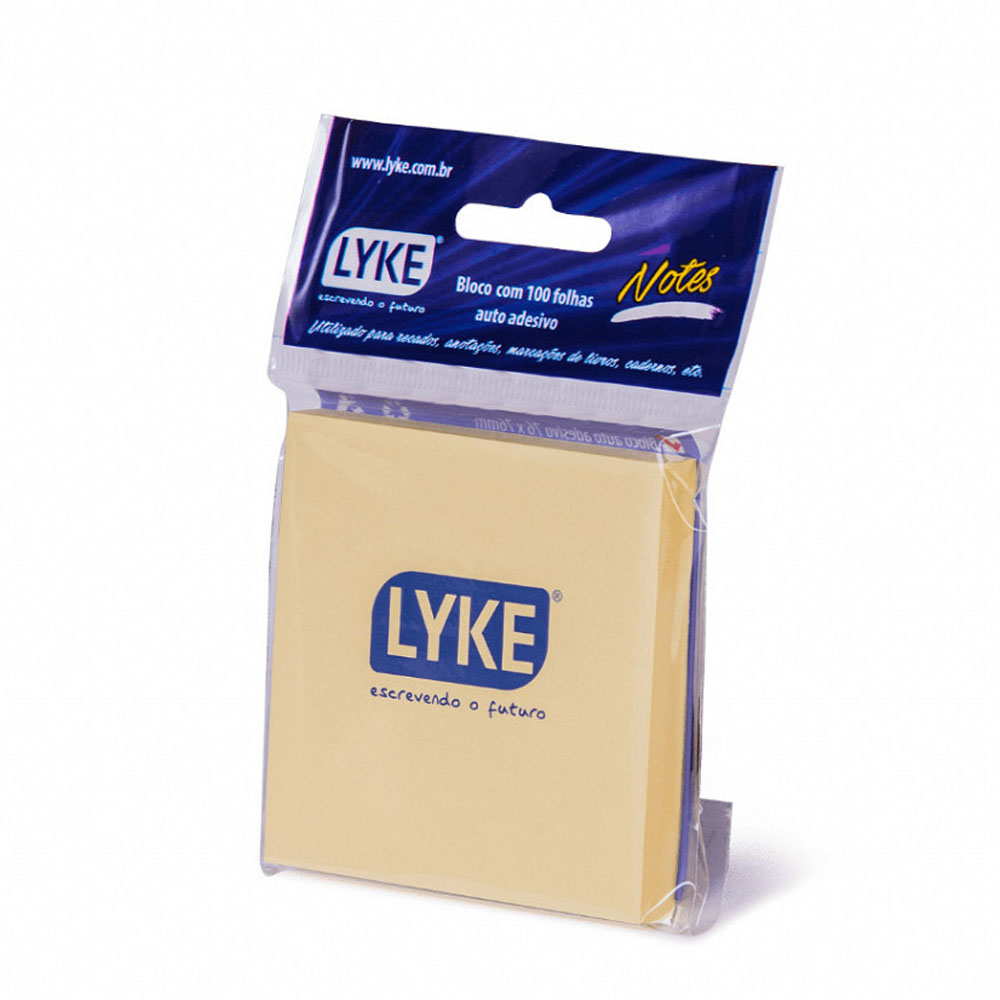 Bloco de notas auto adesivo 76x76mm amarelo lyke