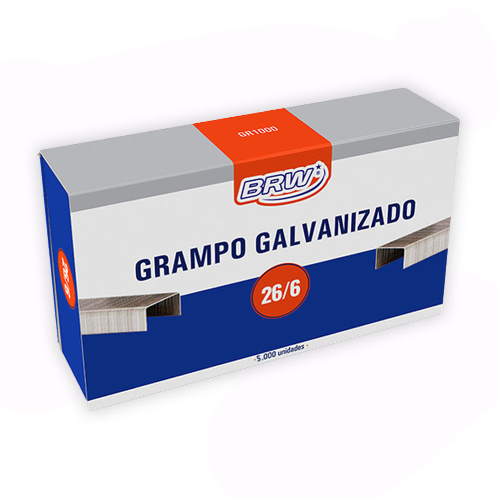 Foto 1 de Grampo galvanizado p/ grampeador 26/6 c/ 5000 unidades brw