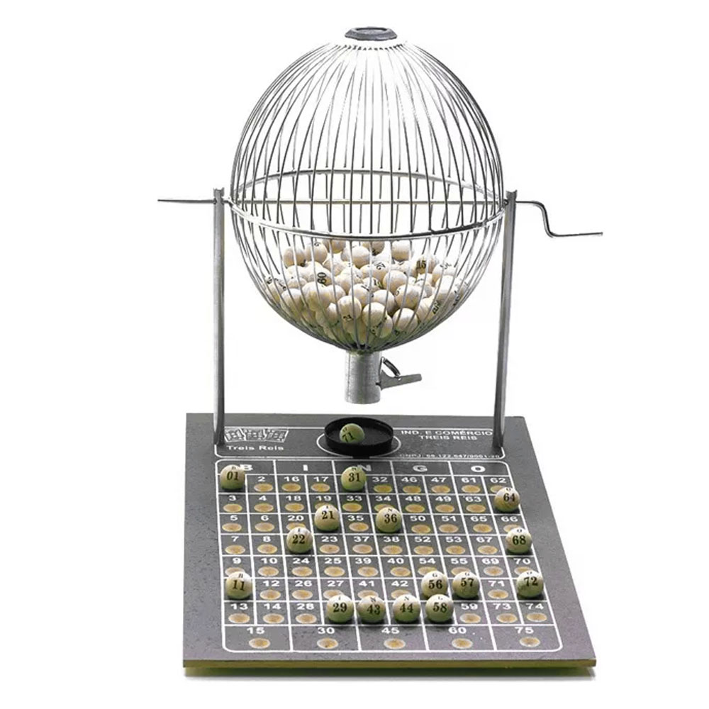 Foto 3 de Jogo bingo globo cromado nº3 c/ 75 bolinhas treis reis