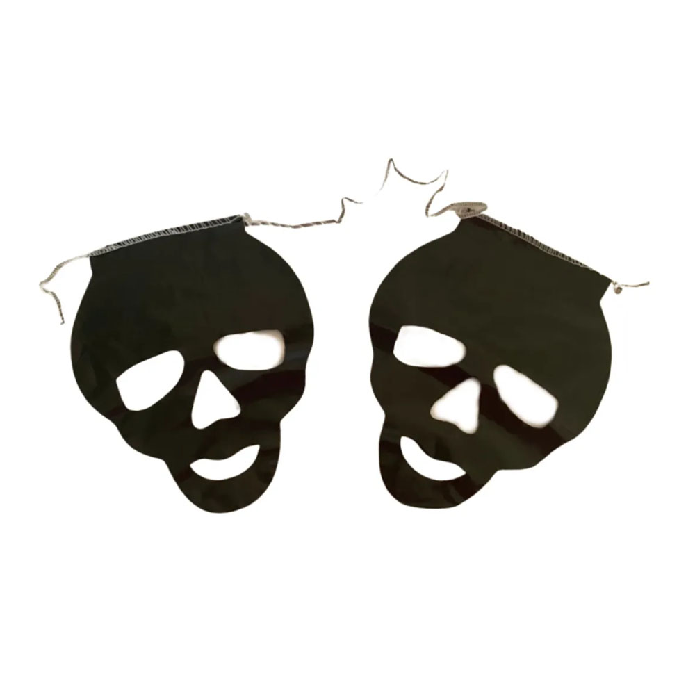 Foto 3 de Bandeirinha plástica halloween caveira 5 metros preto festa