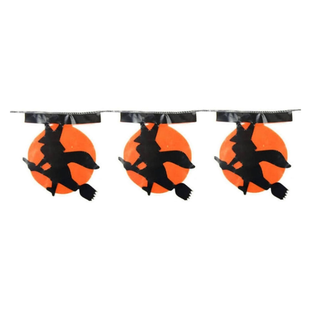 Foto 2 de Bandeirinha plástica bruxa 5 metros c/ 10 peças halloween