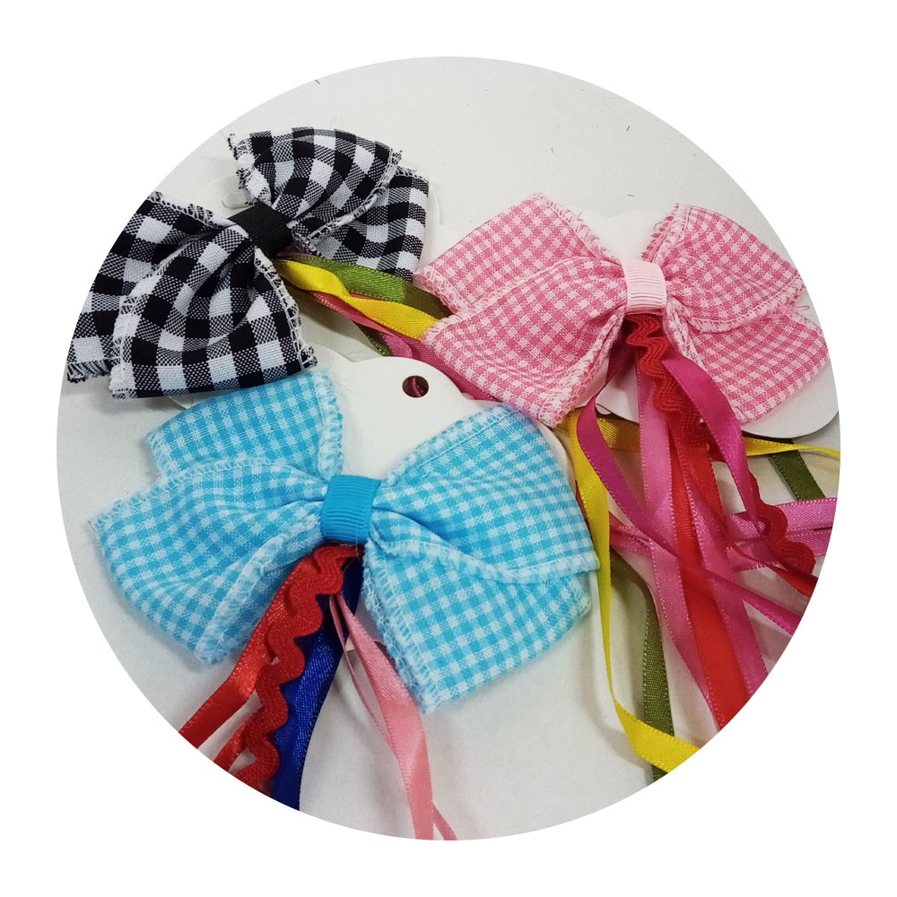 Foto 2 de Presilha festa junina laço xadrez com fitas cor sortida