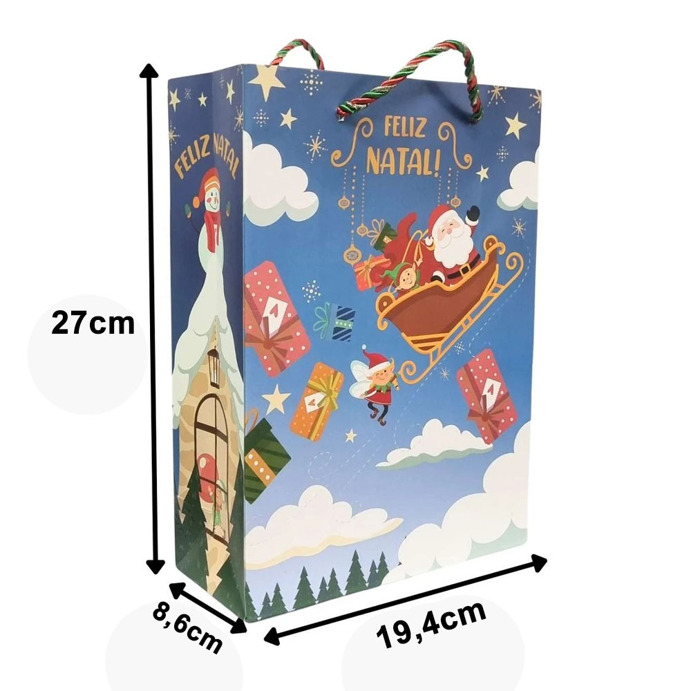 Foto 2 de Sacola de presente natalina 19x8x27cm sortido 1und multiart