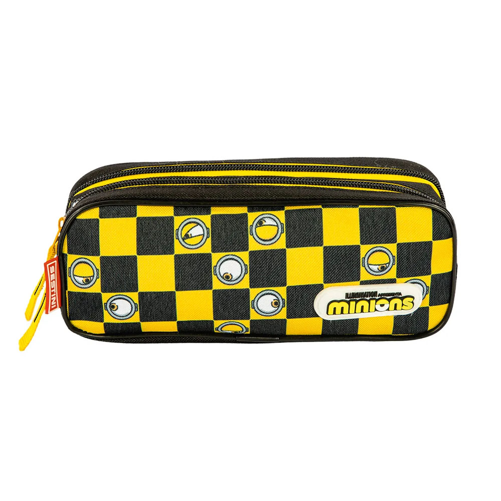 Foto 2 de Estojo 2 divisórias plus minions xadrez amarelo sestini