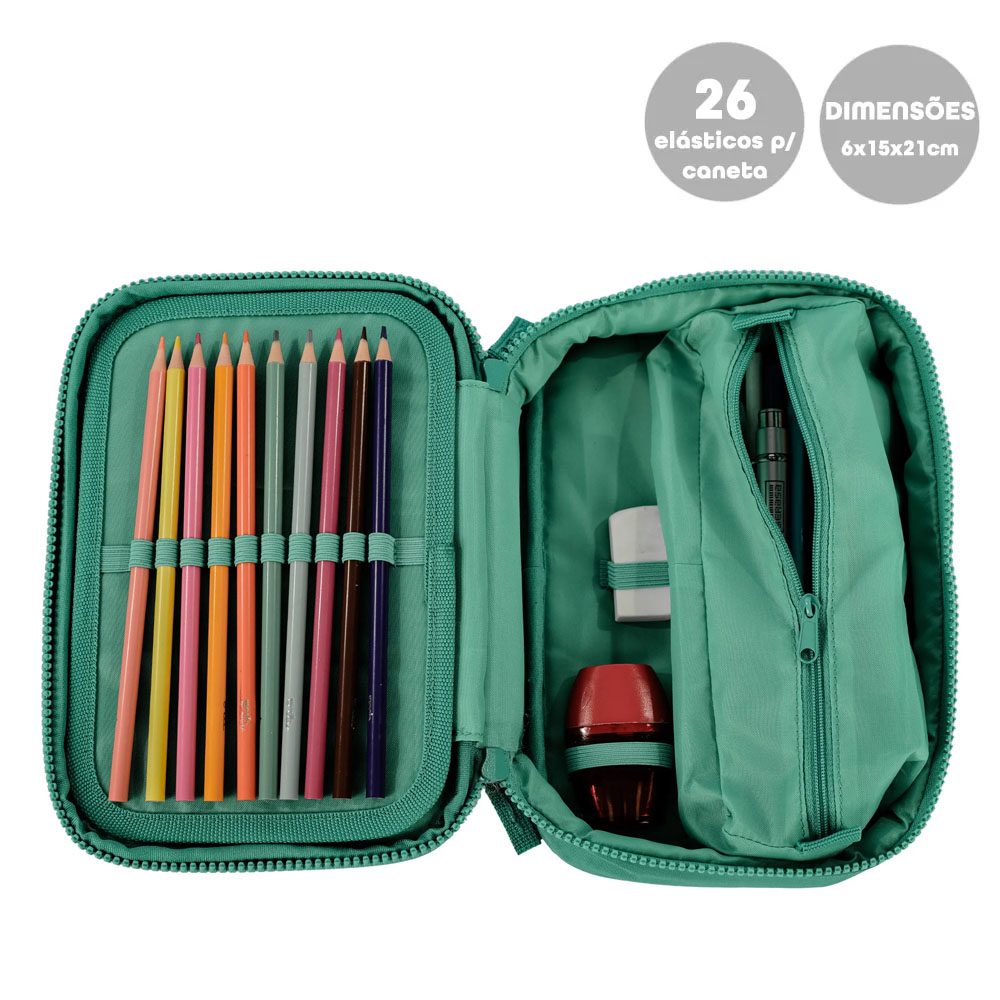 Foto 3 de Estojo baú escolar especial crinkle verde jade sestini