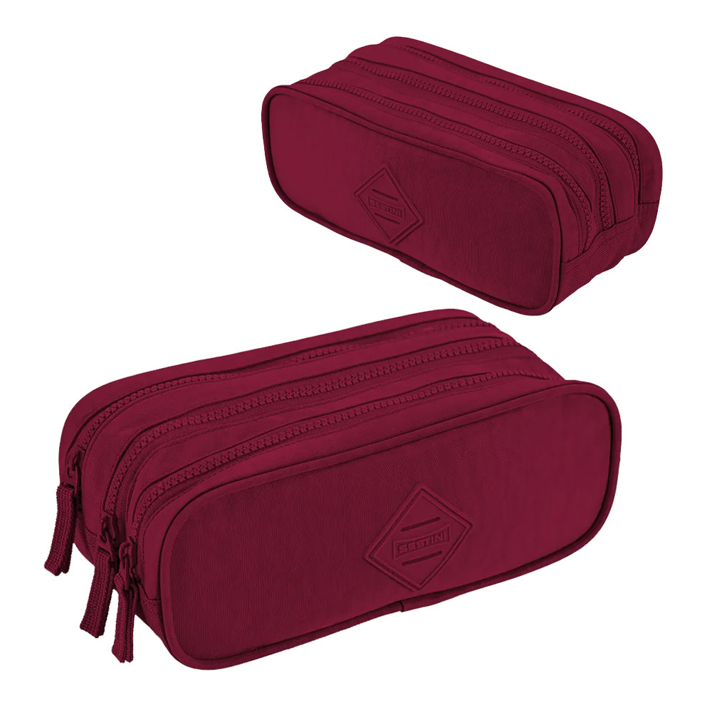 Foto 2 de Estojo 3 divisórias crinkle vinho sestini